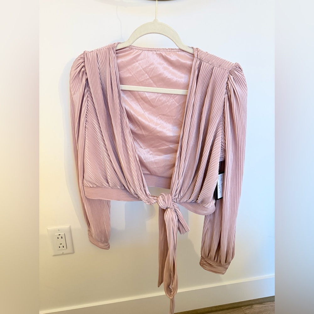Elegant Pink Pleated Women's Top.